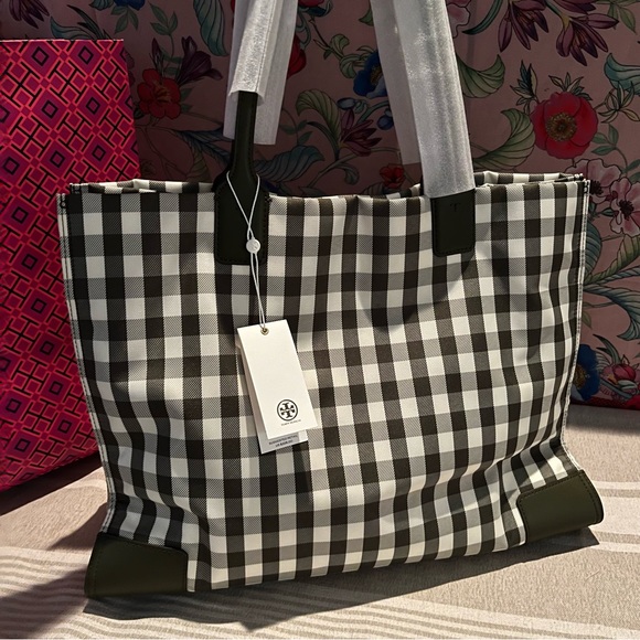 Tory Burch Ella Gingham Tote Bag 🌿🤍 - Picture 3 of 16